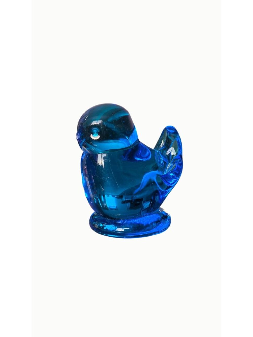 Vintage Leo Ward Bluebird of Happiness Art Glass Signed 1994 Cobalt Blue